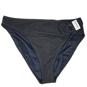 NWT Black Bikini Swim Bottom Size 3X Hi Cut Ring Detail Crochet Like Old Navy